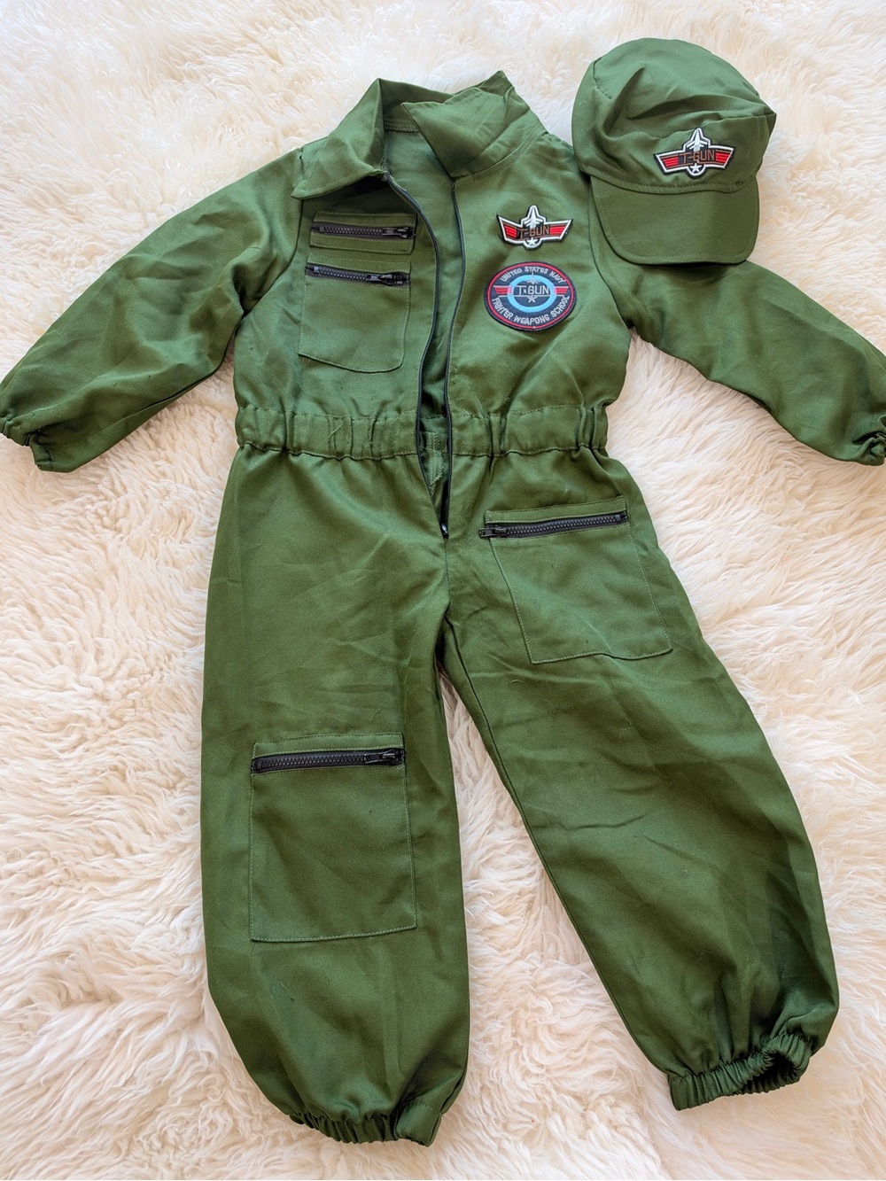 Pilot Fighter Top Gun Kids Flight Suit Costume with Hat